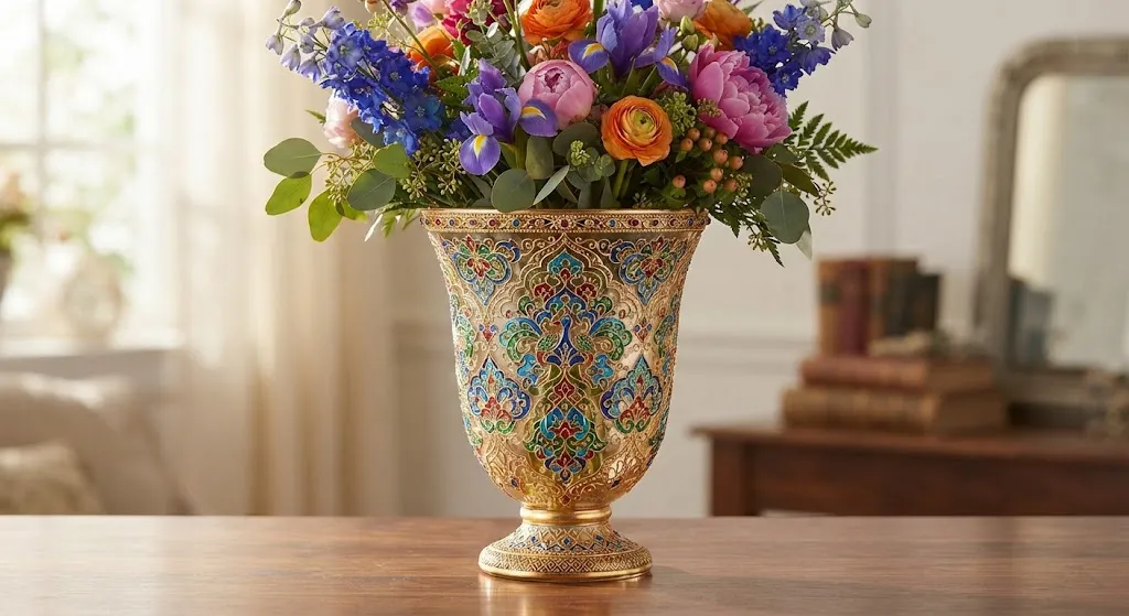 [ORN-05-003-0003] زهرية زجاجية مزخرفة