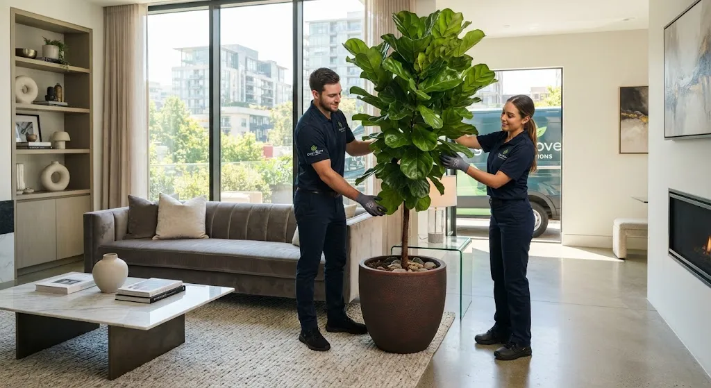Entrega e instalación de plantas grandes